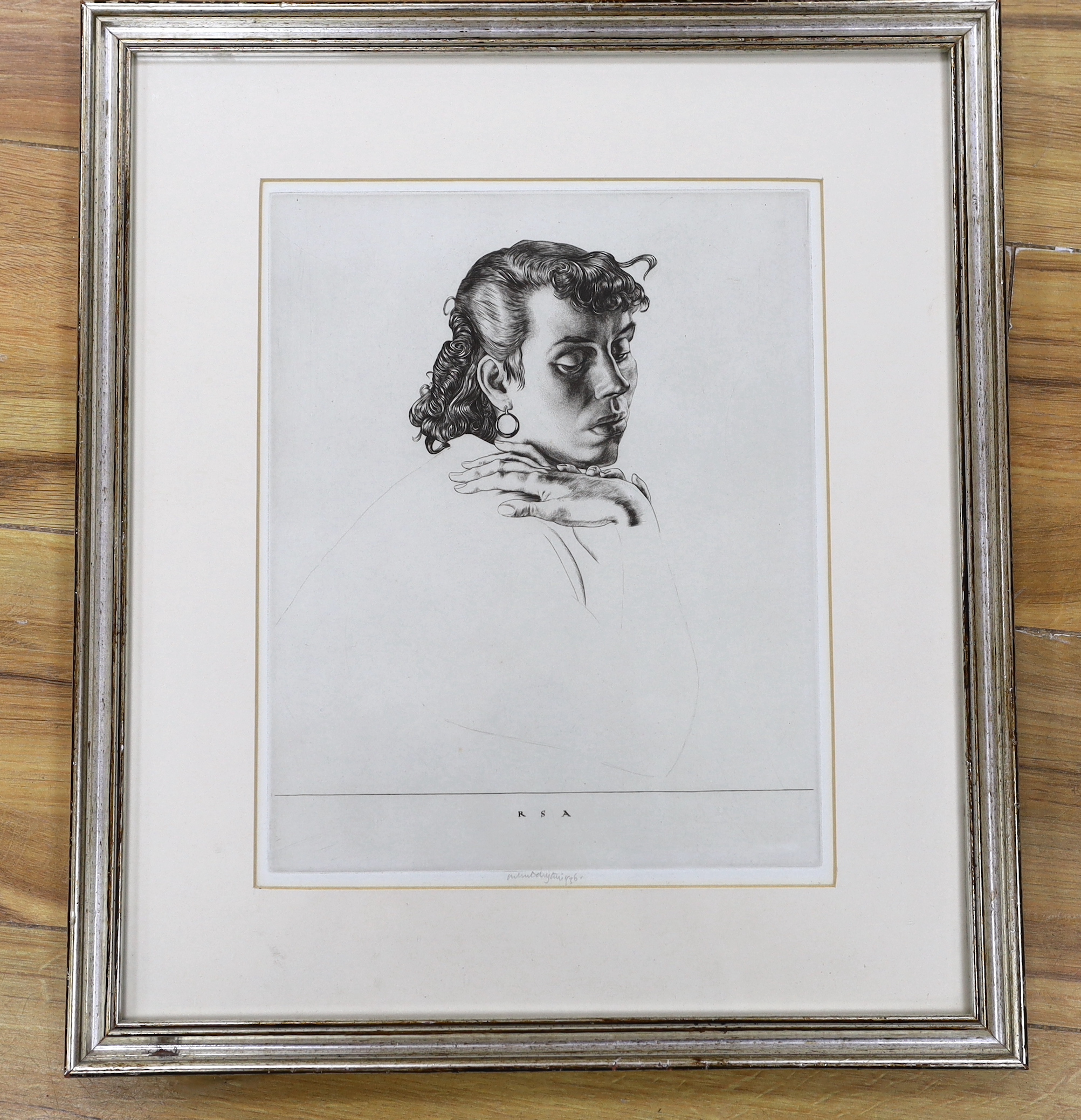 Robert Sargent Austin RA (1895-1973) etching, Study of a girl's head, dated 1936 and inscribed in pencil, 29 x 23cm
